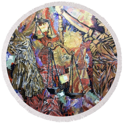 Lady Justice - Round Beach Towel