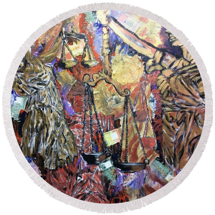 Lady Justice - Round Beach Towel