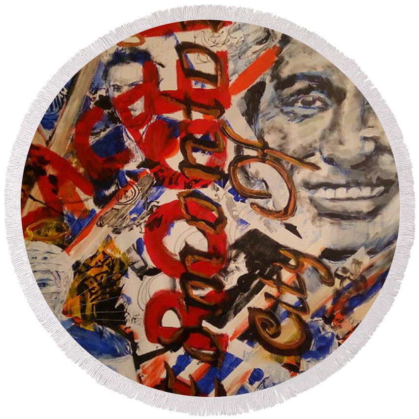 Oiler's Hockey - Round Beach Towel